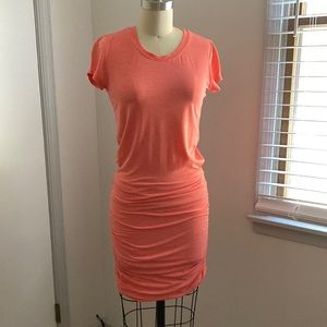 Athleta Coral Heather Super Soft Ruched T-Shirt Dress